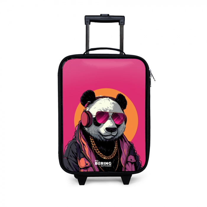 Panda met Koptelefoon, Zonnebril en Gouden Ketting Kinderkoffer - Zwart klein -3d