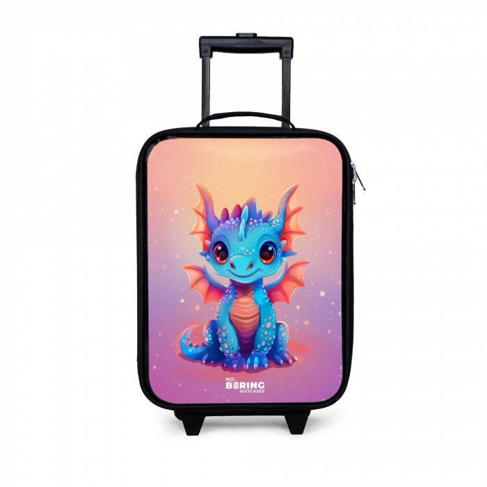 Schattige baby draak Kinderkoffer - Zwart klein -3d