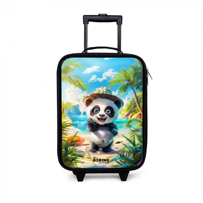 Pablo panda Kinderkoffer - Zwart klein -3d