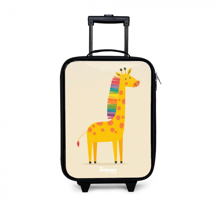 Giraffe op een beige achtergrond Kinderkoffer - Zwart klein -3d