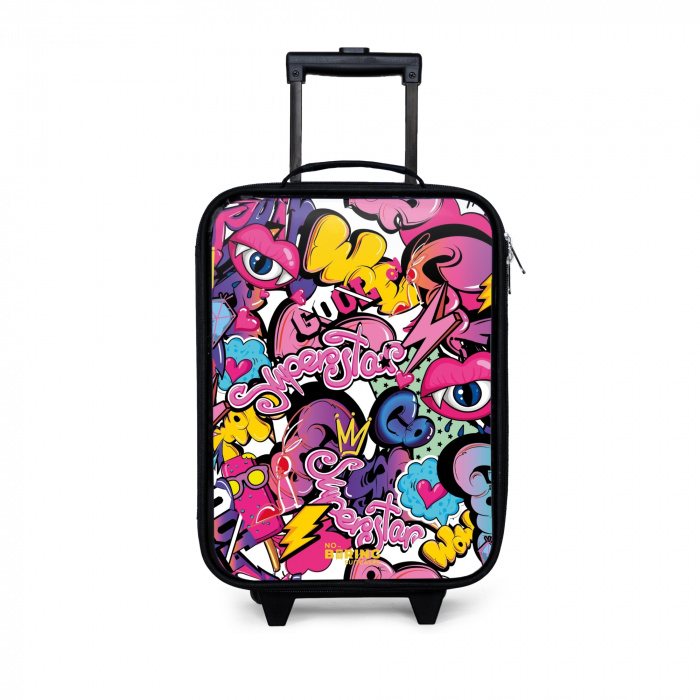 Girly graffiti Kinderkoffer - Zwart klein -3d