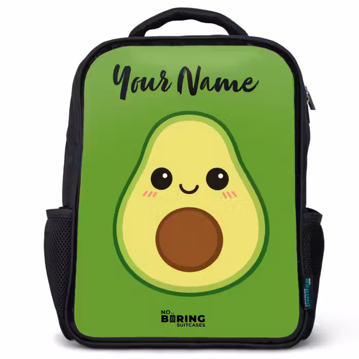 Kids backpack with name - Black - Kawai - Avocado - Green