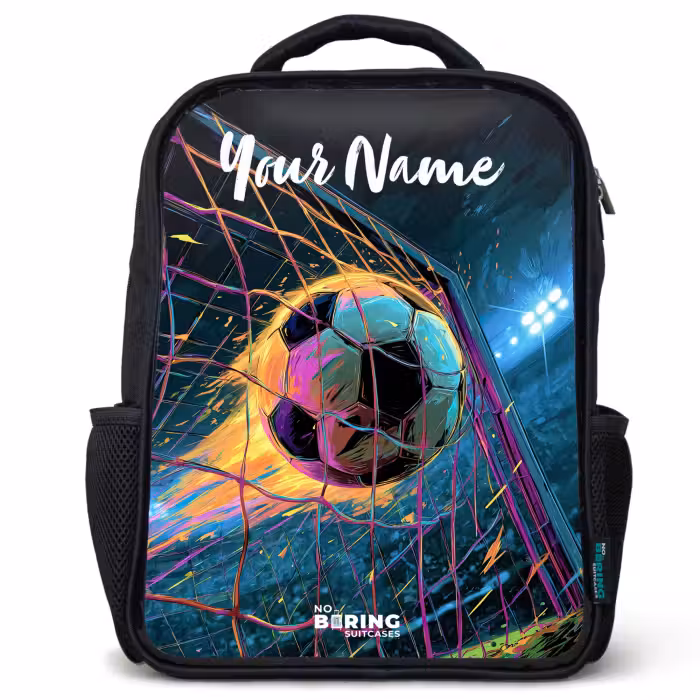 Kids backpack with name - Black - Neon - Net - Football - Colorful