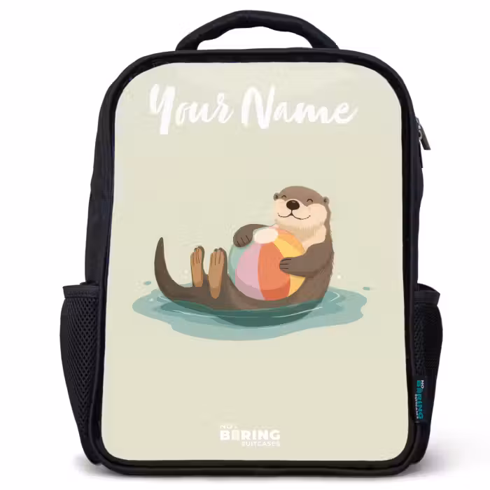 Kids backpack with name - Black - Otter - Beach Ball - Water