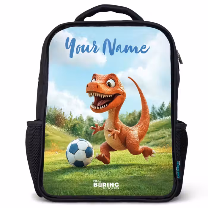Kids backpack with name - Black - Soccer - Dino - Sports