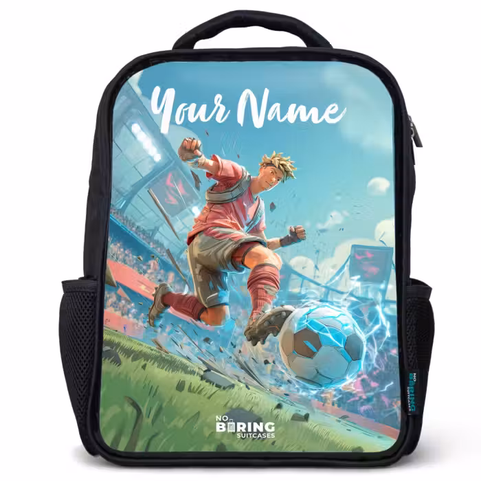 Kids backpack with name - Black - Stadium - Footballer - Ball - Electric