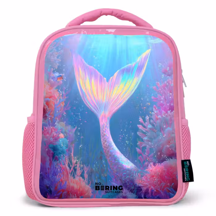 Kids backpack with name - Blue - Mermaid - Coral - Water
