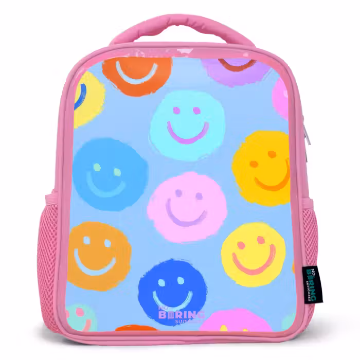 Kids backpack - Pink - Cheerful pattern of smileys