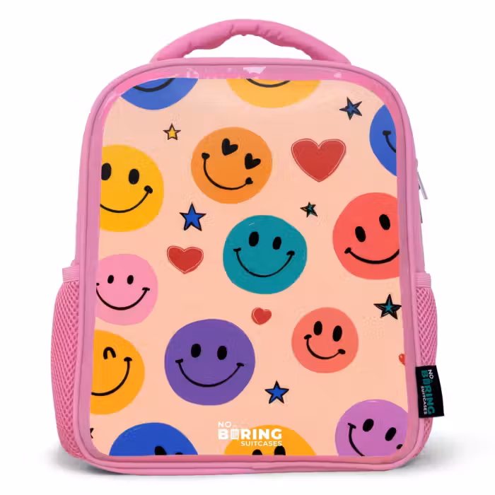 Kids backpack - Pink - Cheerful Smiley Pattern