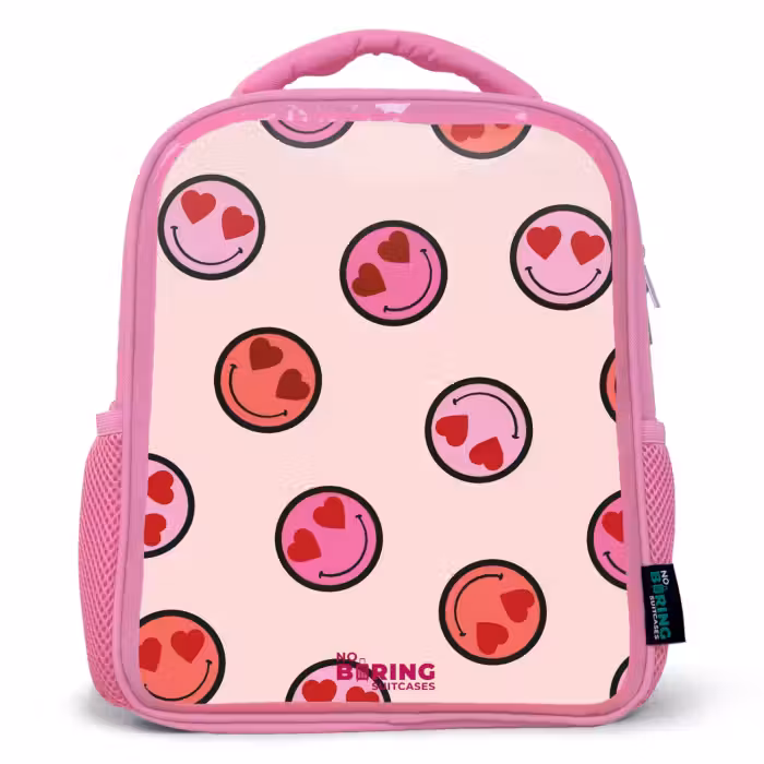 Kids backpack - Pink - Heart - Smiley - Pattern