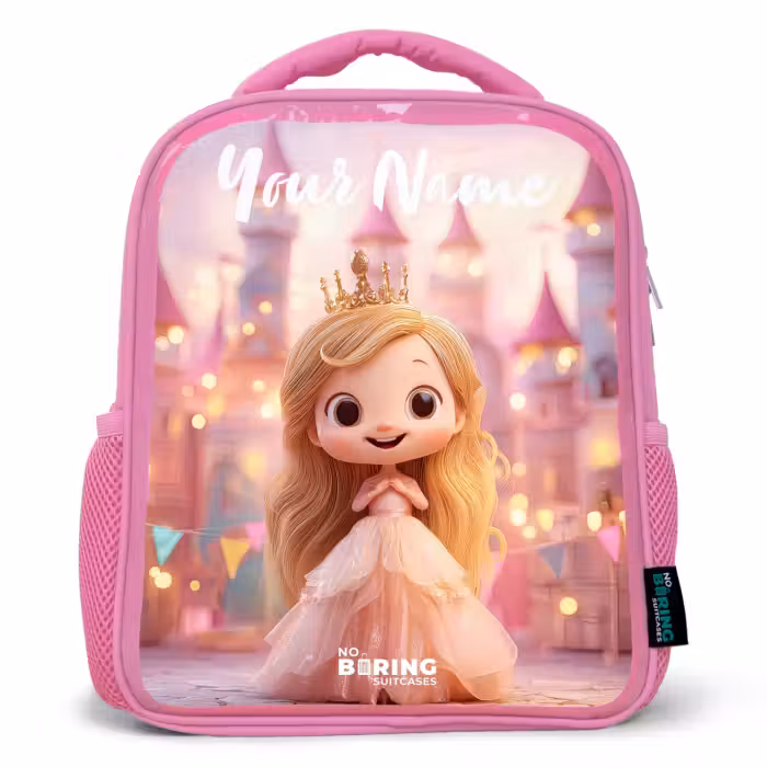 Kids backpack with name - Pink - Princess - Pink - Castle
