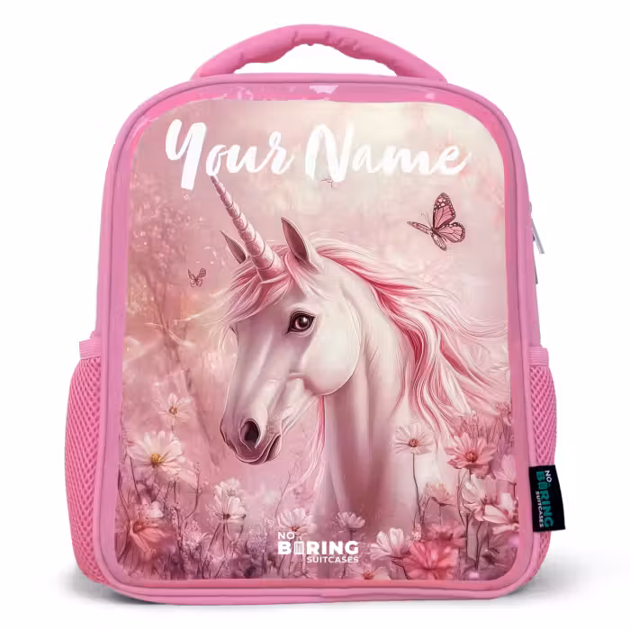 Kids backpack with name - Pink - Unicorn - Pink - Butterfly - Flowers