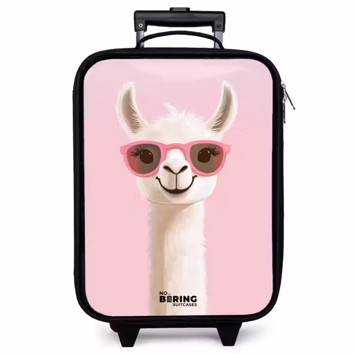 Children's suitcase - Llama - White - Sunglasses - Eyelashes