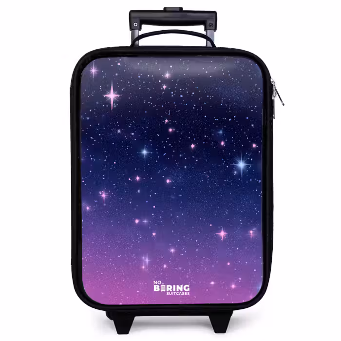 Children's suitcase - Stars - Galaxy - Blue - Pink