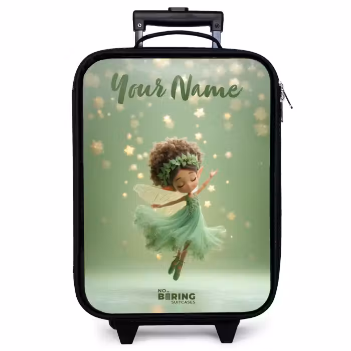 Children's suitcase with name - Dancing fairy in green light