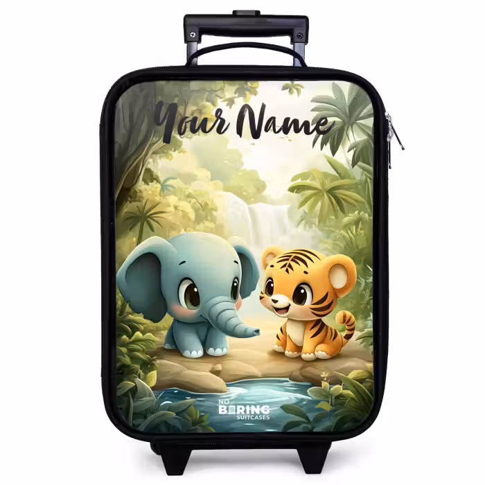 Children's suitcase with name - Elephant - Tiger - Forest - Jungle