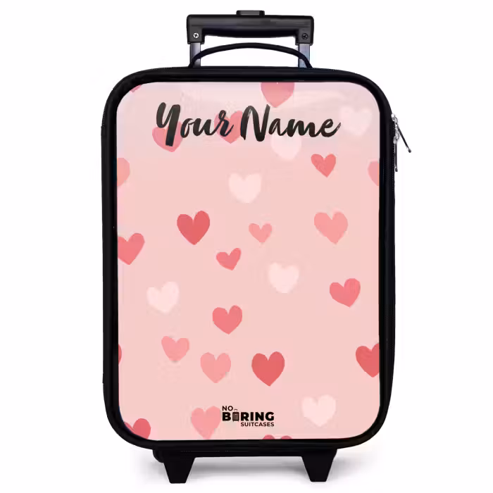 Children's suitcase with name - Hearts - Pattern - Pink