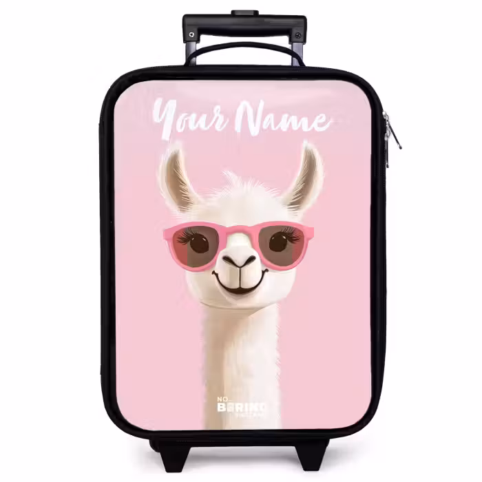 Children's suitcase with name - Llama - White - Sunglasses - Eyelashes