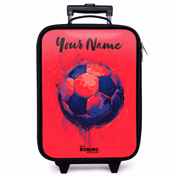Children's suitcase with name - Soccer Vibes - Paint - Blue - Red