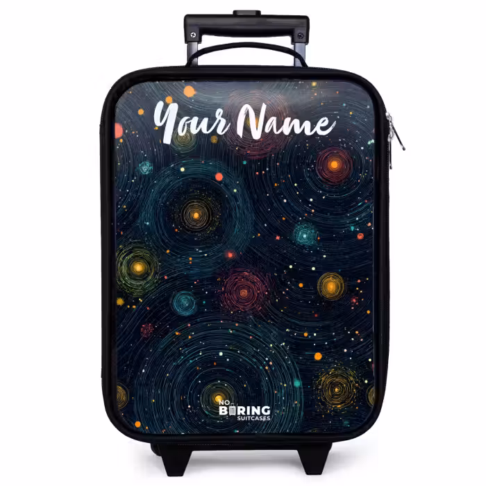 Children's suitcase with name - Stars - Planets - Colorful