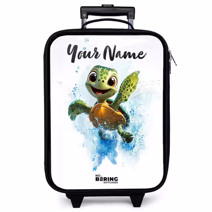 Children's suitcase with name - Turtle - Water - Green