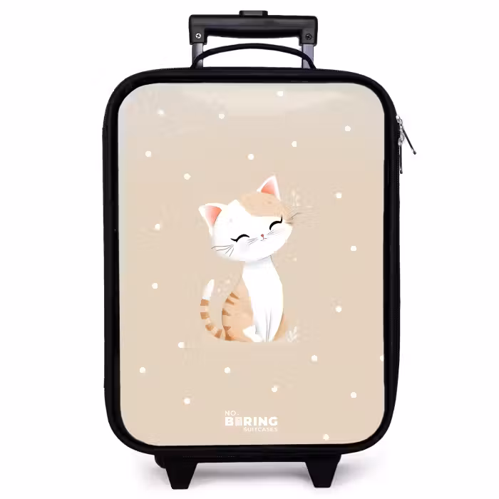Children's suitcase - Cat surrounded by beige dots