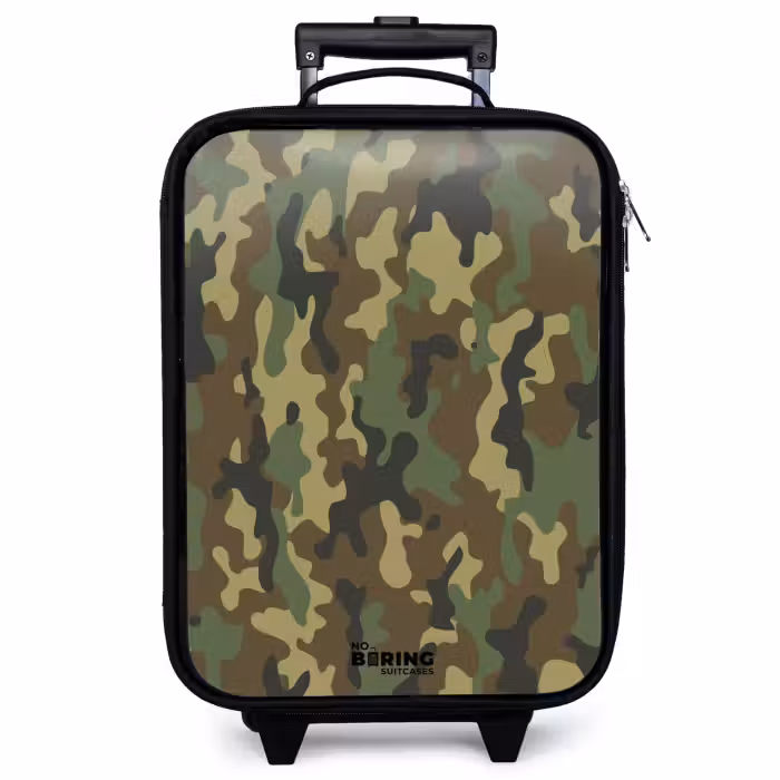 Children's suitcase - Green camouflage with sand color