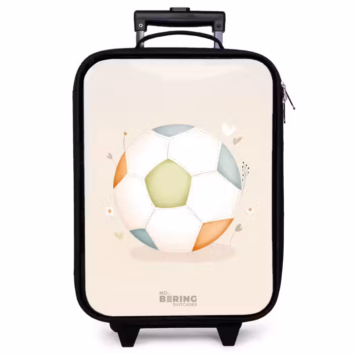 Children's suitcase - Soccer in beige pastel colors