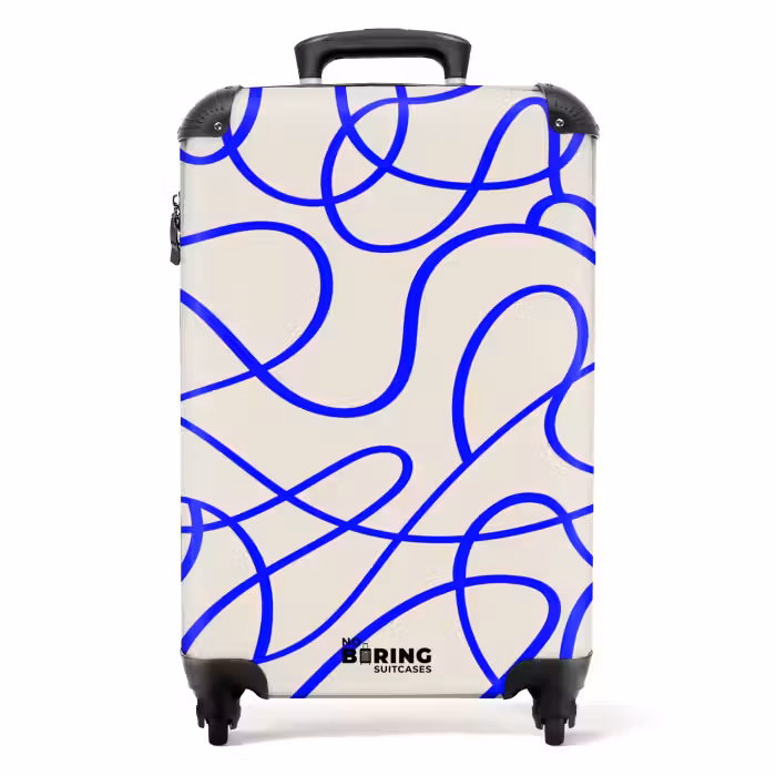 Suitcase - Blue lines on beige background