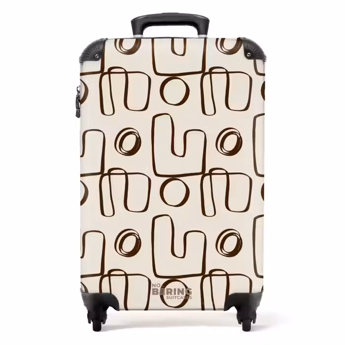 Suitcase - Brown abstract lines on beige background