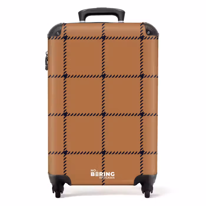 Suitcase - Checkered pattern with herringbone lines in brown and black