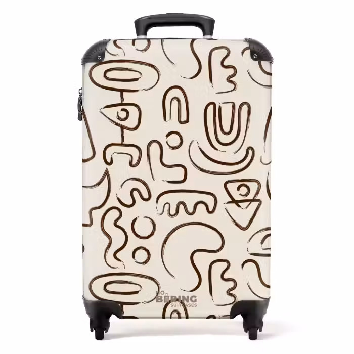 Suitcase - Dark brown abstract shapes on beige