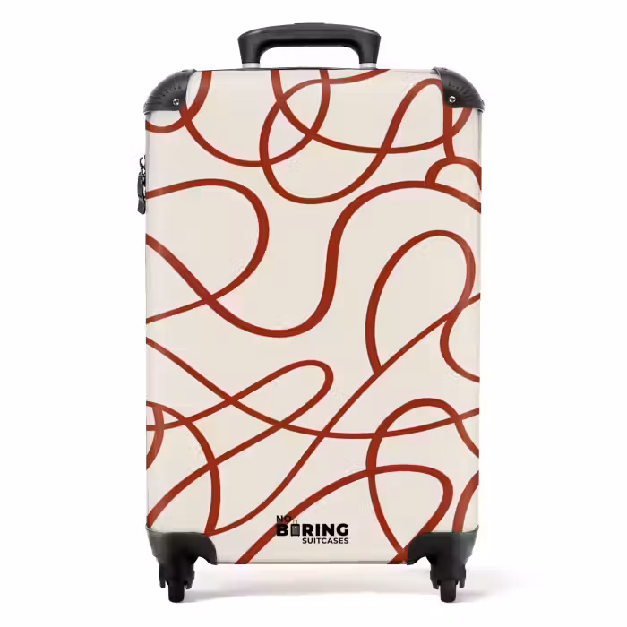 Suitcase - Dark red lines on beige background