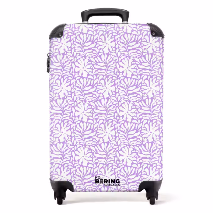 Suitcase - Flowers and leaves on purple background