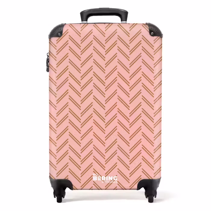 Suitcase - Herringbone pattern with shades of pink and brown