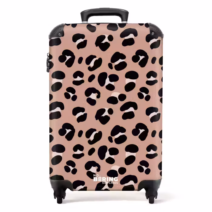 Suitcase - Panther print on pink background