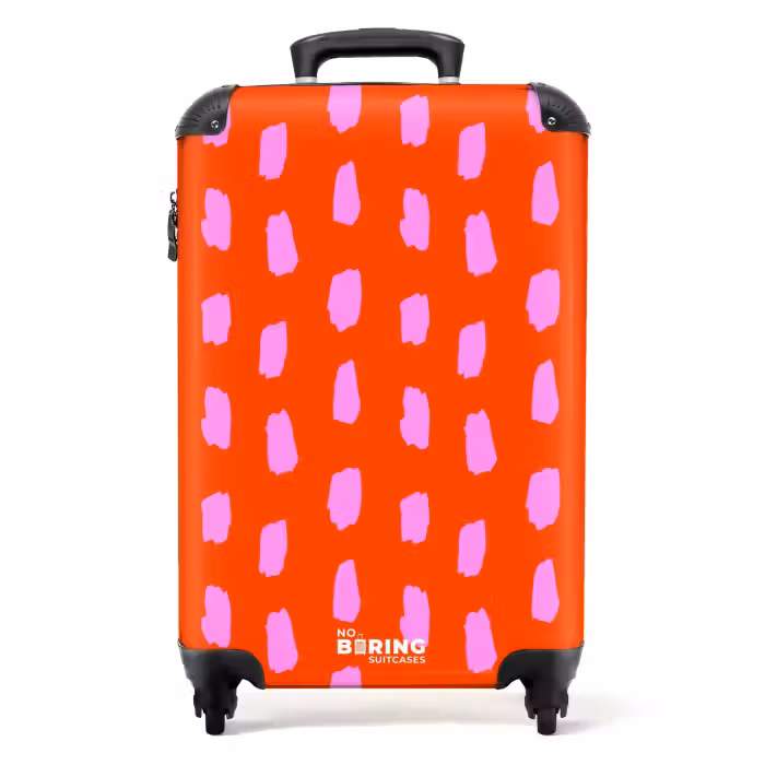 Suitcase - Spot pattern in pink on bright red background