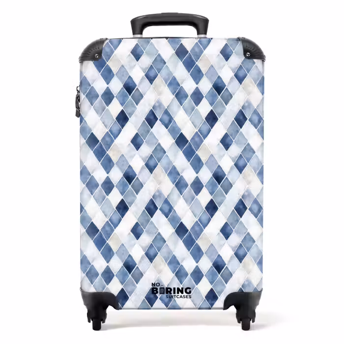 Suitcase - Checkered pattern blue