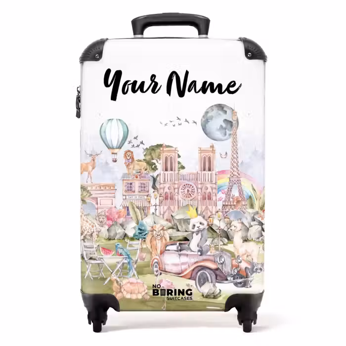 Suitcase with name - Animal fantasy city