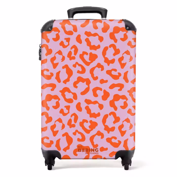 Suitcase - Animal prints - Panther print suitcase in orange and light pink