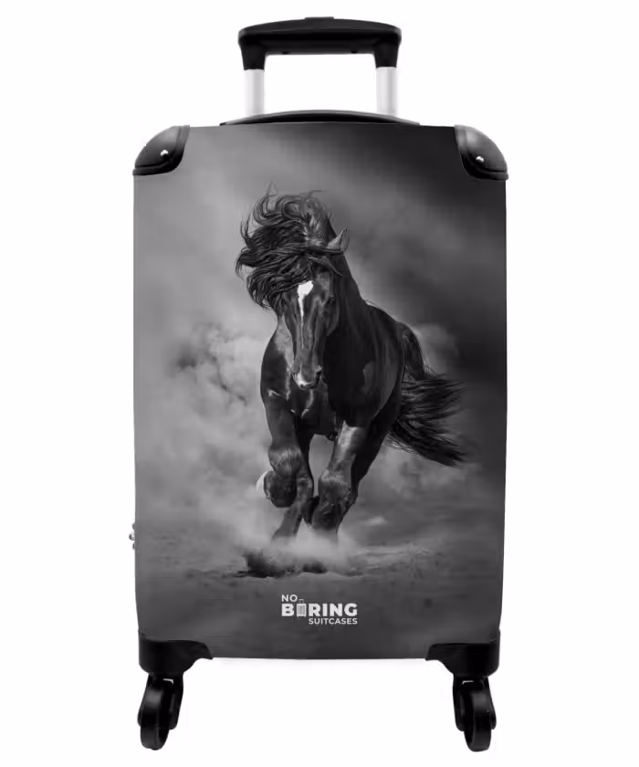Suitcase - Black horse at a gallop