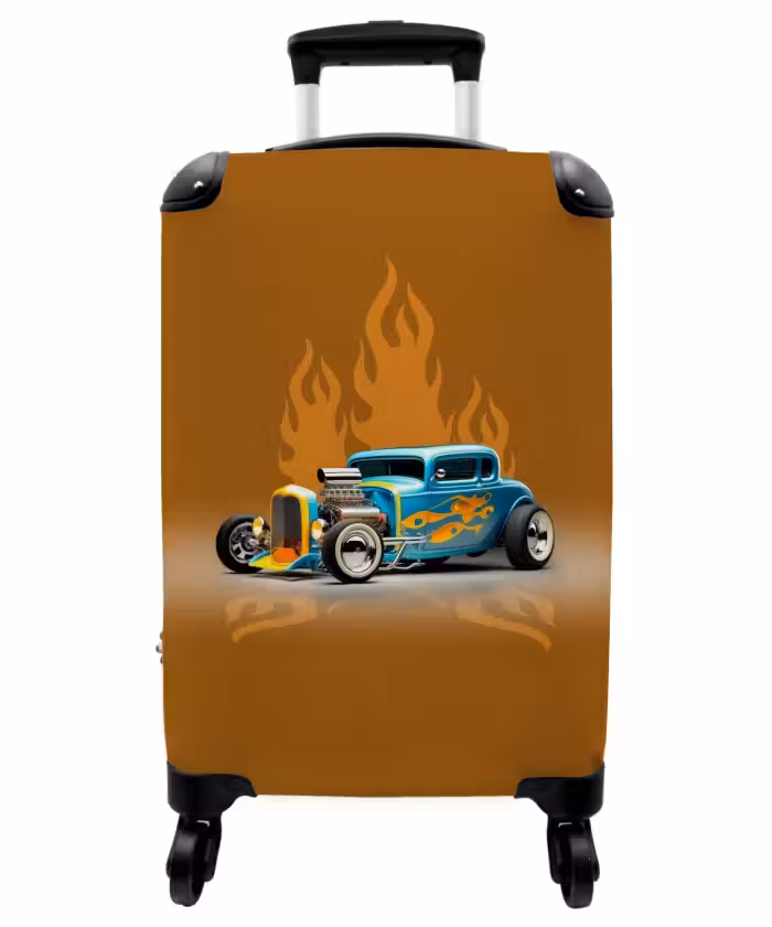 Suitcase - Blue car with yellow flames