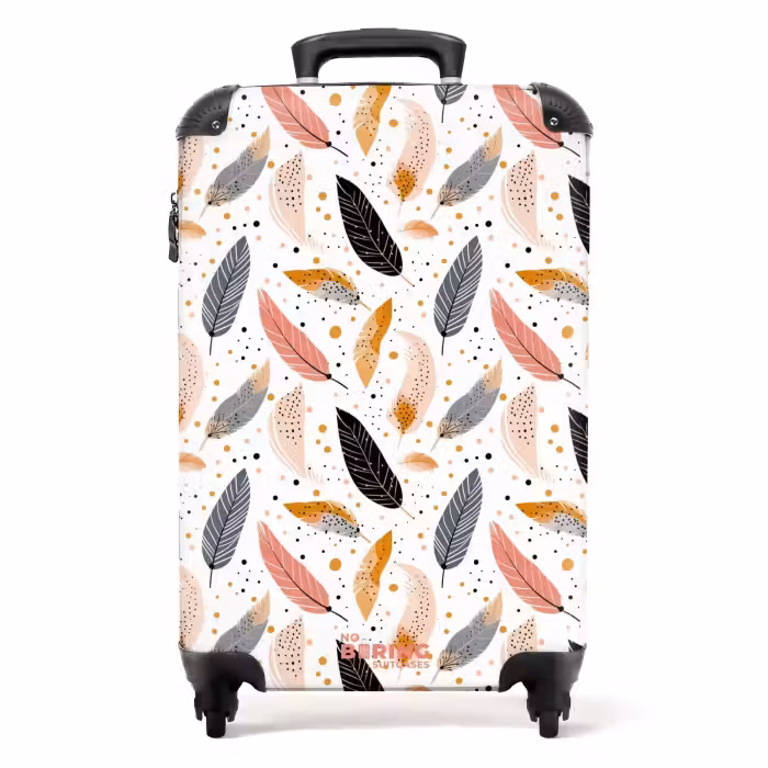 Suitcase - Boho - Feather pattern