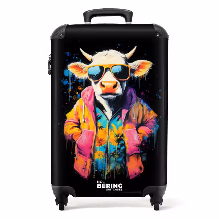 Suitcase - Bull with coat and sunglasses