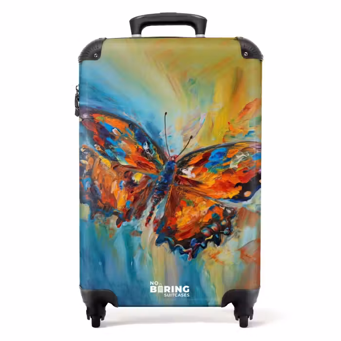 Suitcase - Butterfly as a colorful oil painting artwork