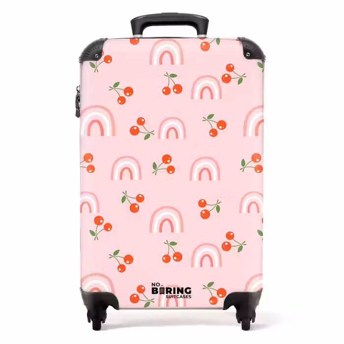 Suitcase - Cherry and rainbow pattern