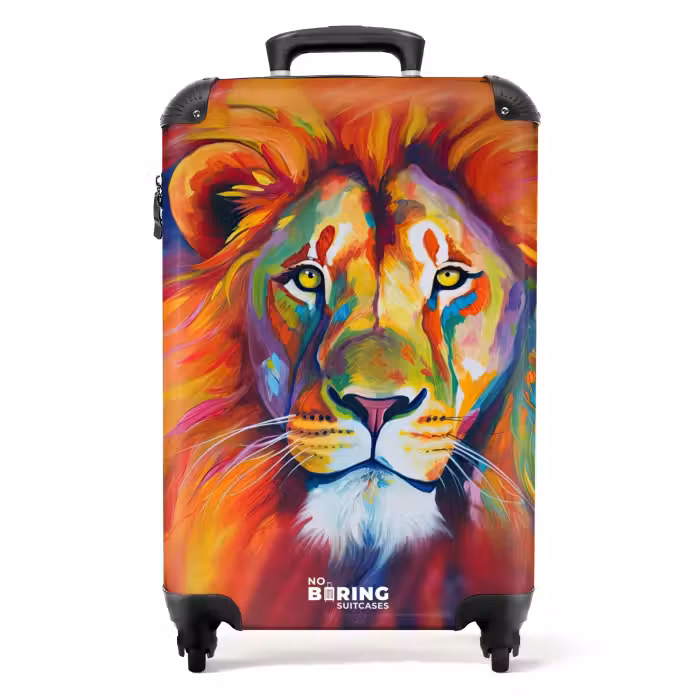 Suitcase - Colorful lion in oil painting