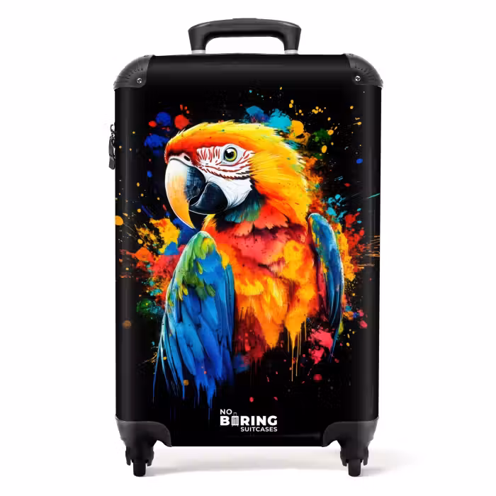Suitcase - Colorful parrot with graffiti