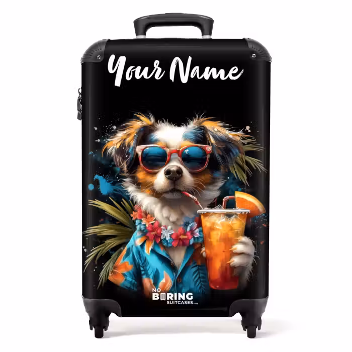 Suitcase with name - Dog in Tropical Spheres