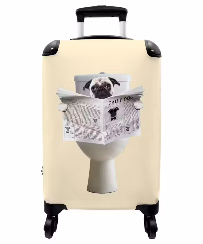 Suitcase - Doggie Reads the Newspaper